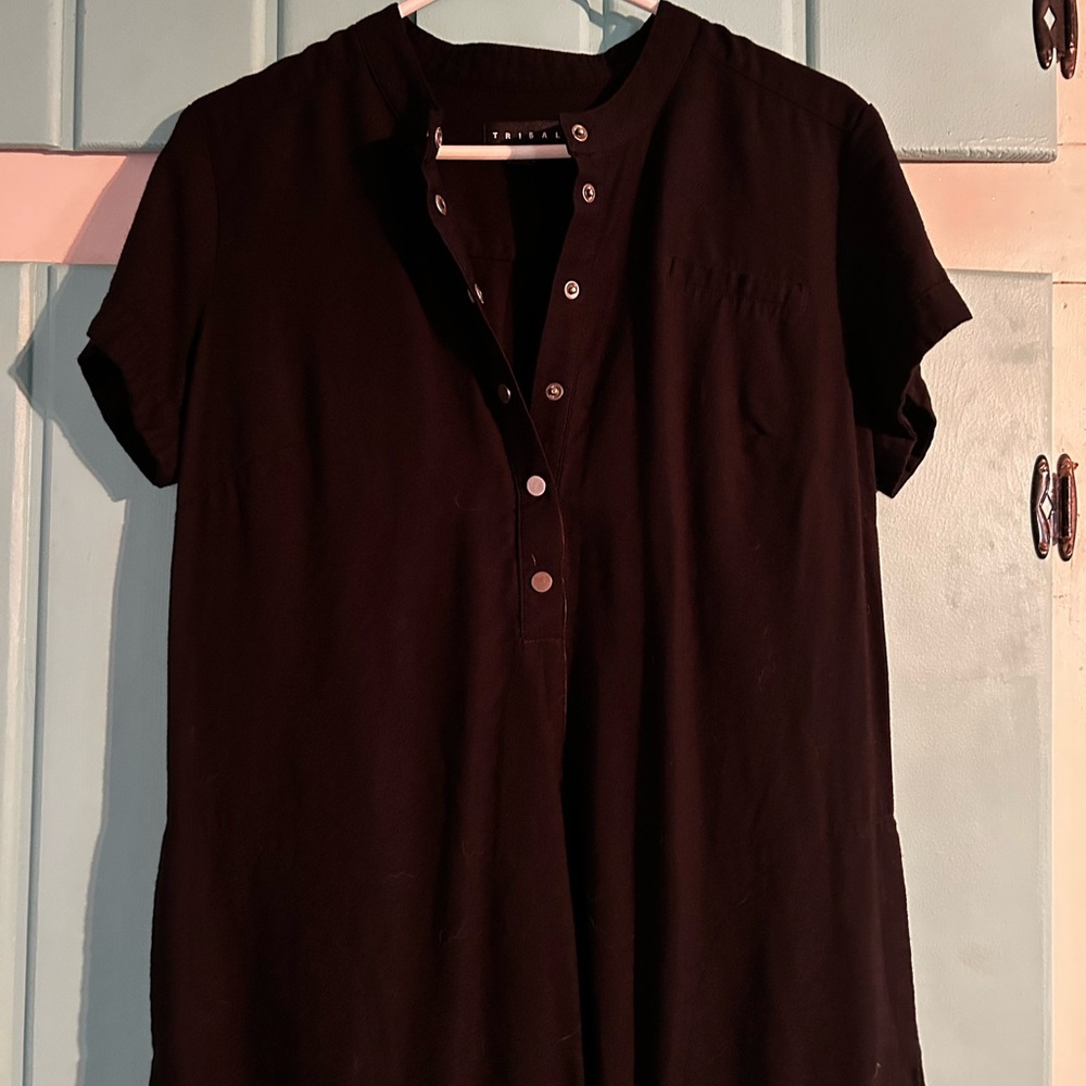 Tribal Black Button-Down Women's Shirt